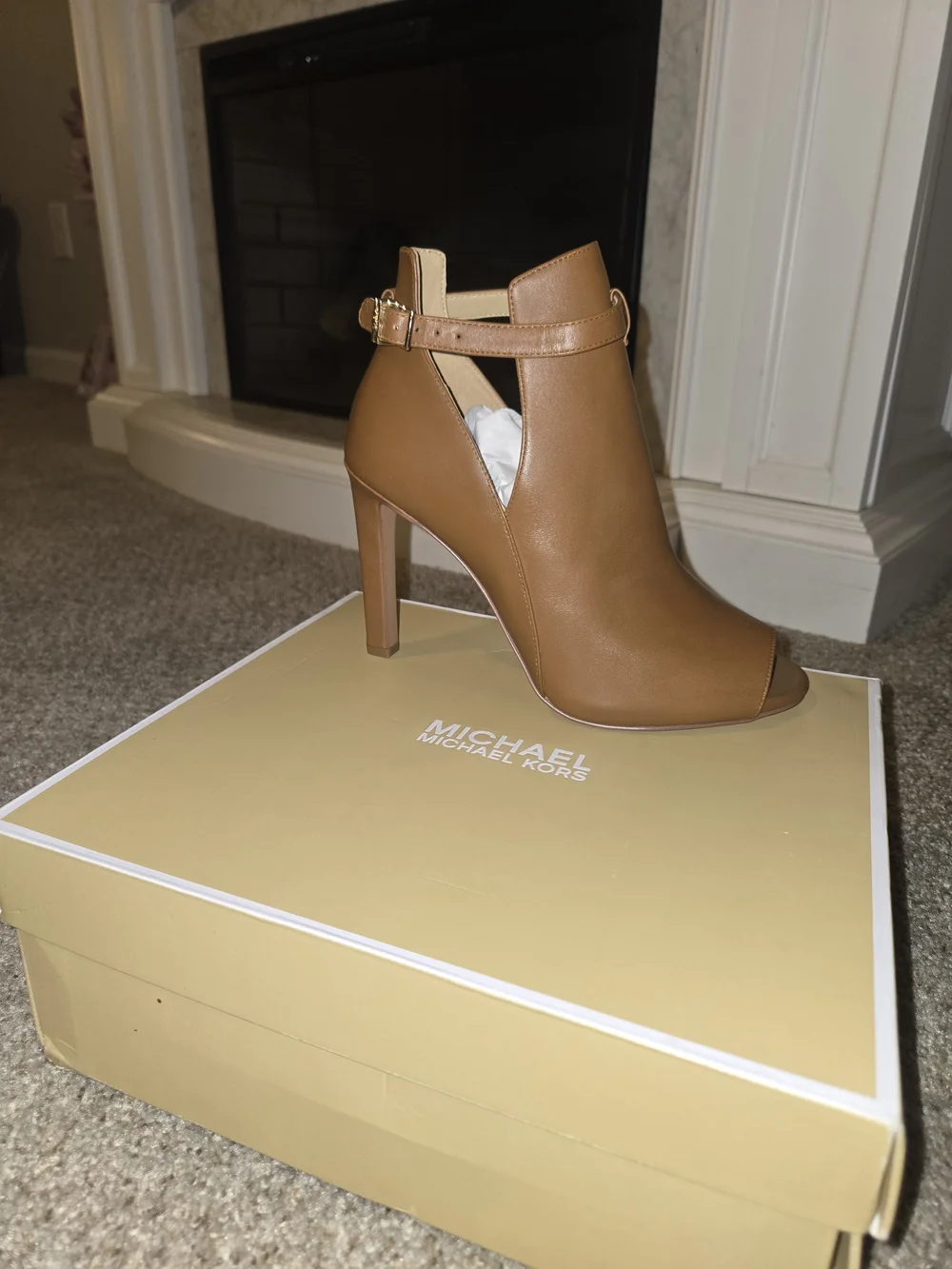 Michael Kors Women's Tan Leather High Heel Ankle Boot